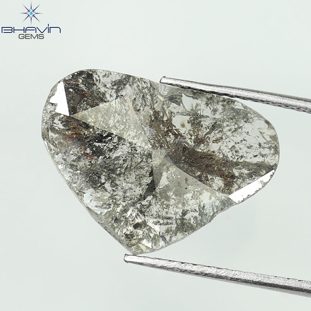 3.50 CT Heart Slice Shape Natural Diamond Salt And Pepper Color I3 Clarity (14.31 MM)