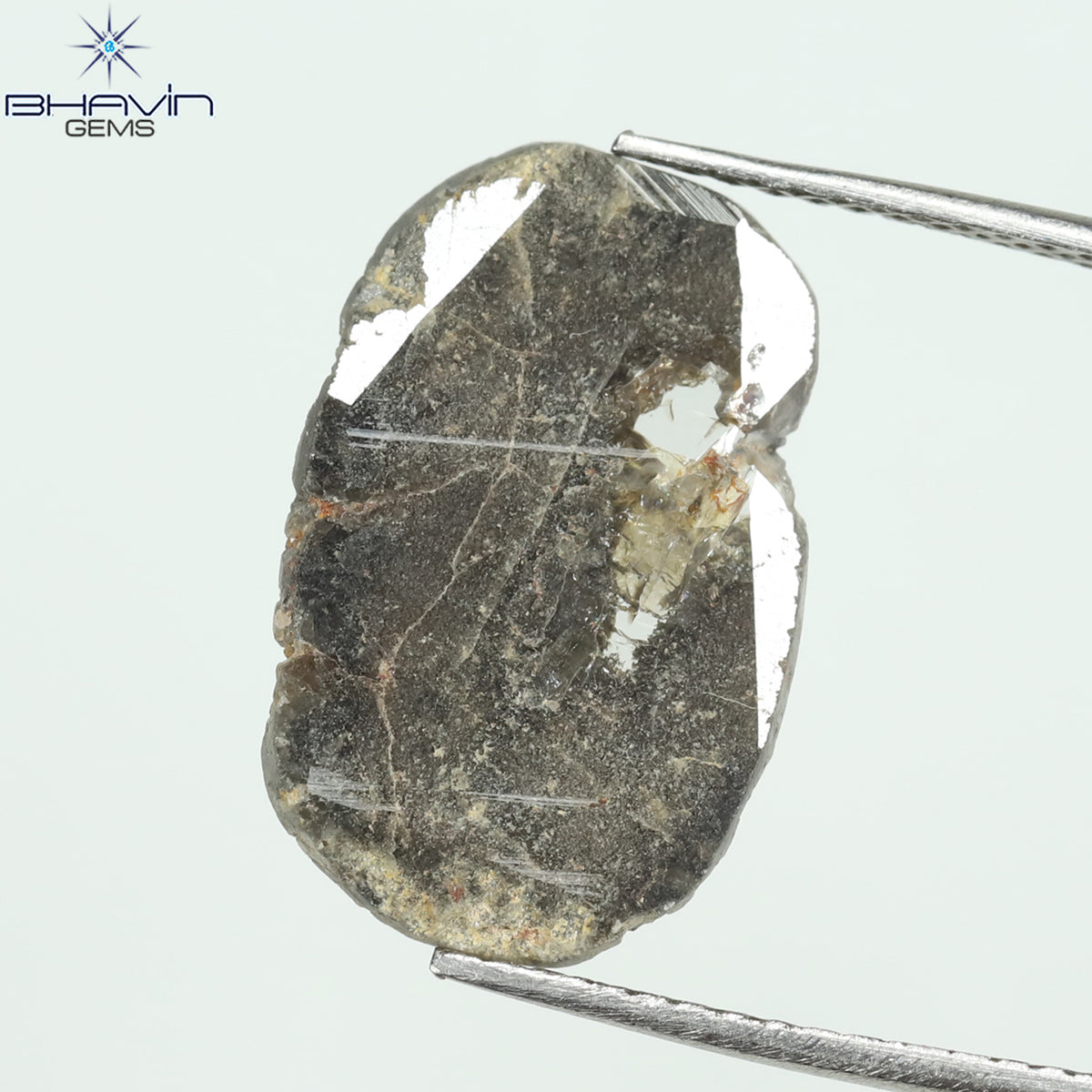 3.00 CT スライス シェイプ ナチュラル ダイヤモンド ソルト アンド ペッパー カラー I3 クラリティ (17.17 MM)