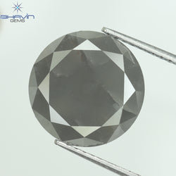 5.54 CT, Round Rose Cut Diamond, Grey Color, Clarity  I3 (11.63 MM)
