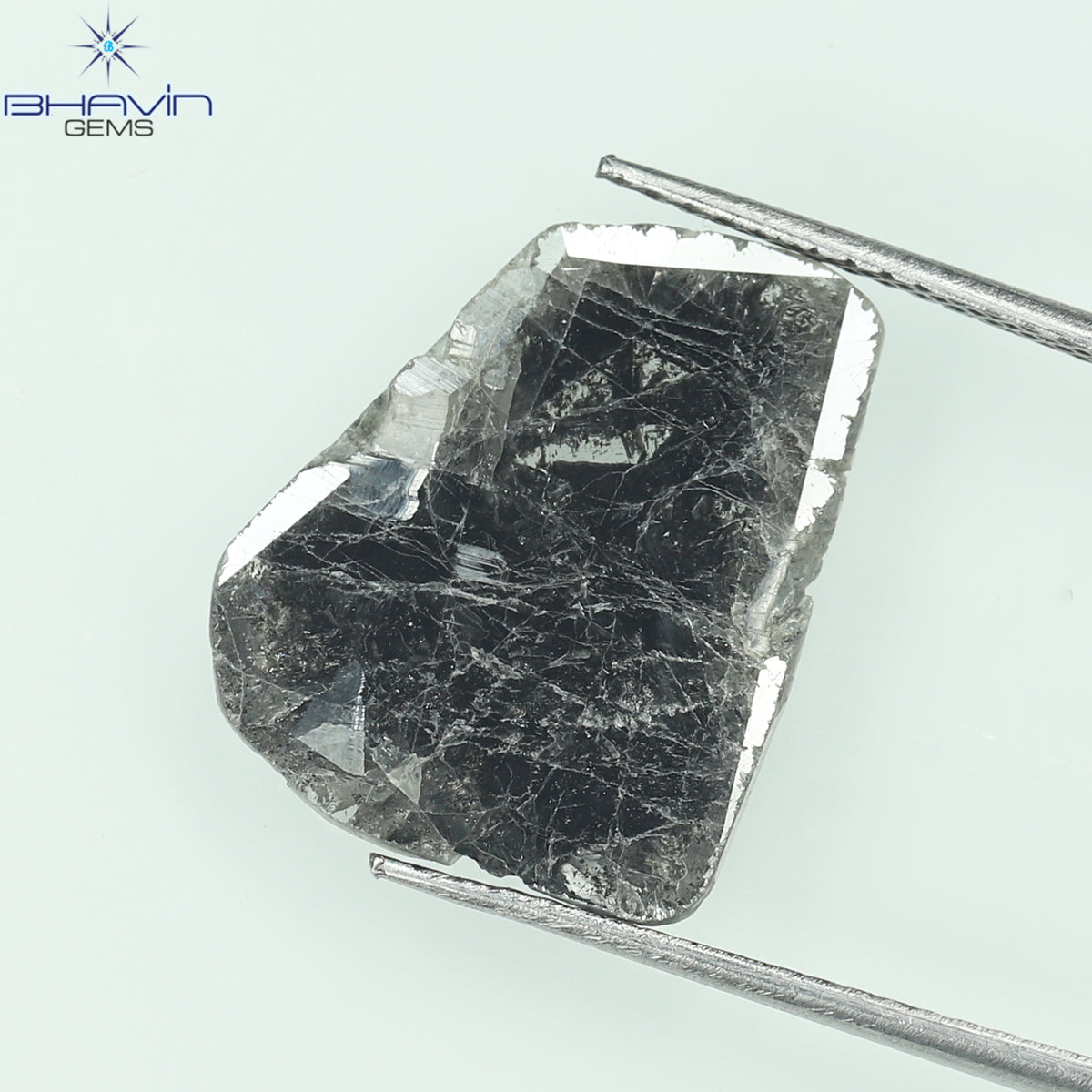 3.73 CT Natural Slice Diamond Salt And Pepper Color Clarity I3 (16.50 MM)