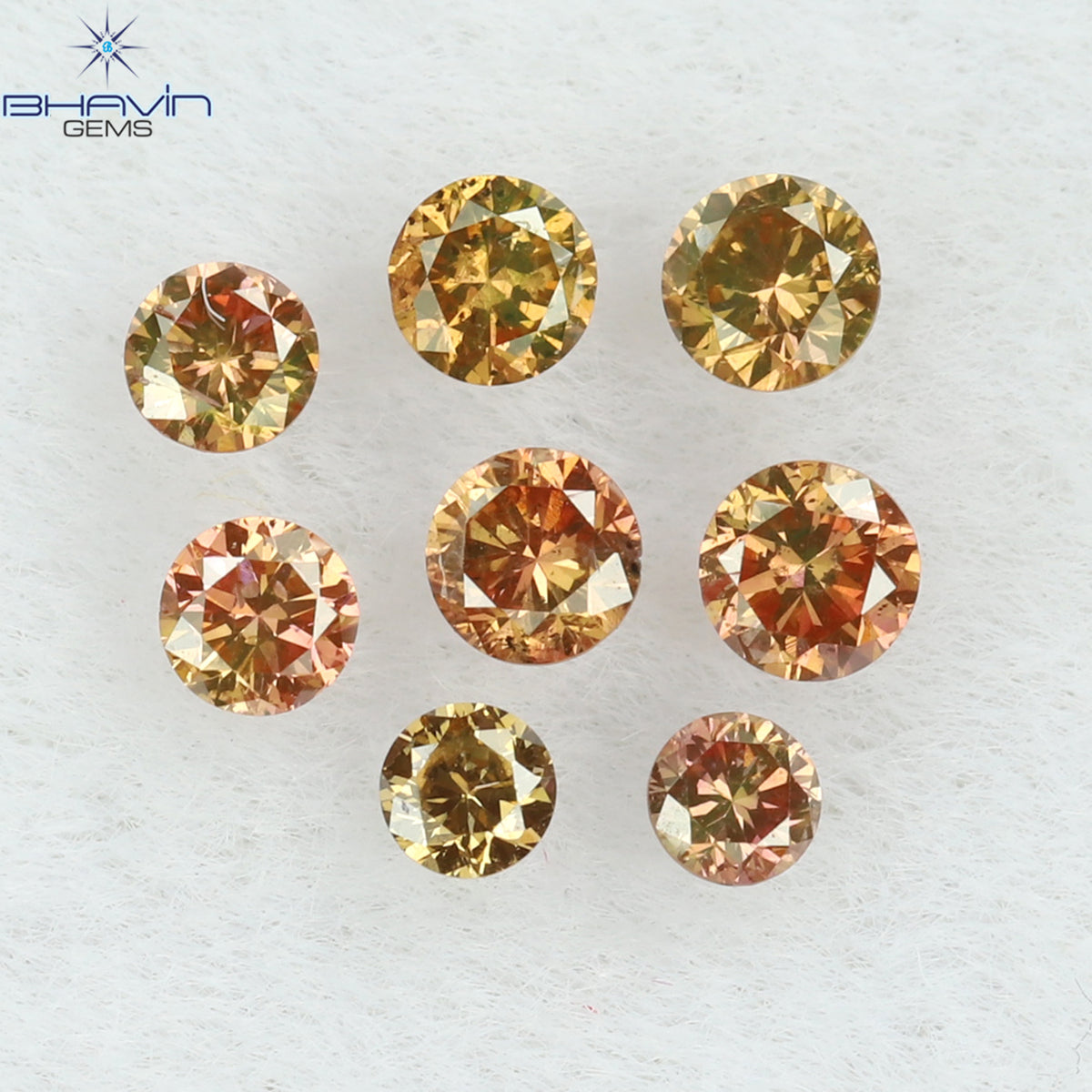 0.18 CT/8 Pcs Natural Round Diamond Enhanced Pink Color Clarity SI (1.90 MM)
