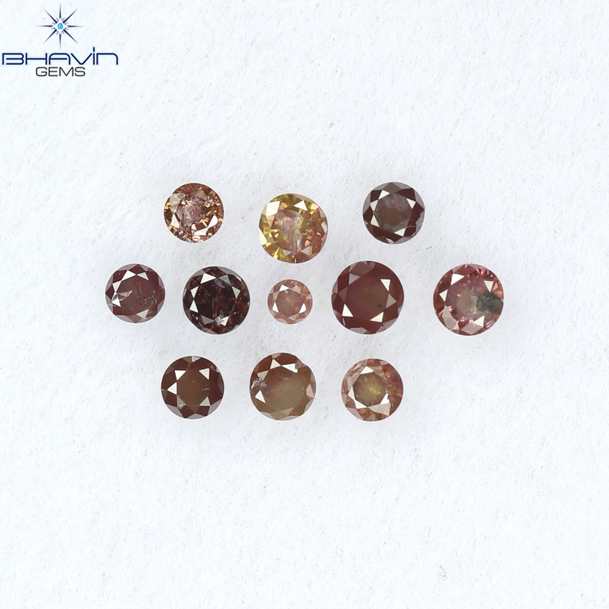 0.18 CT/11 個 ラウンド シェイプ ナチュラル ルース ダイヤモンド ピンク カラー I3 クラリティ (1.75 MM)