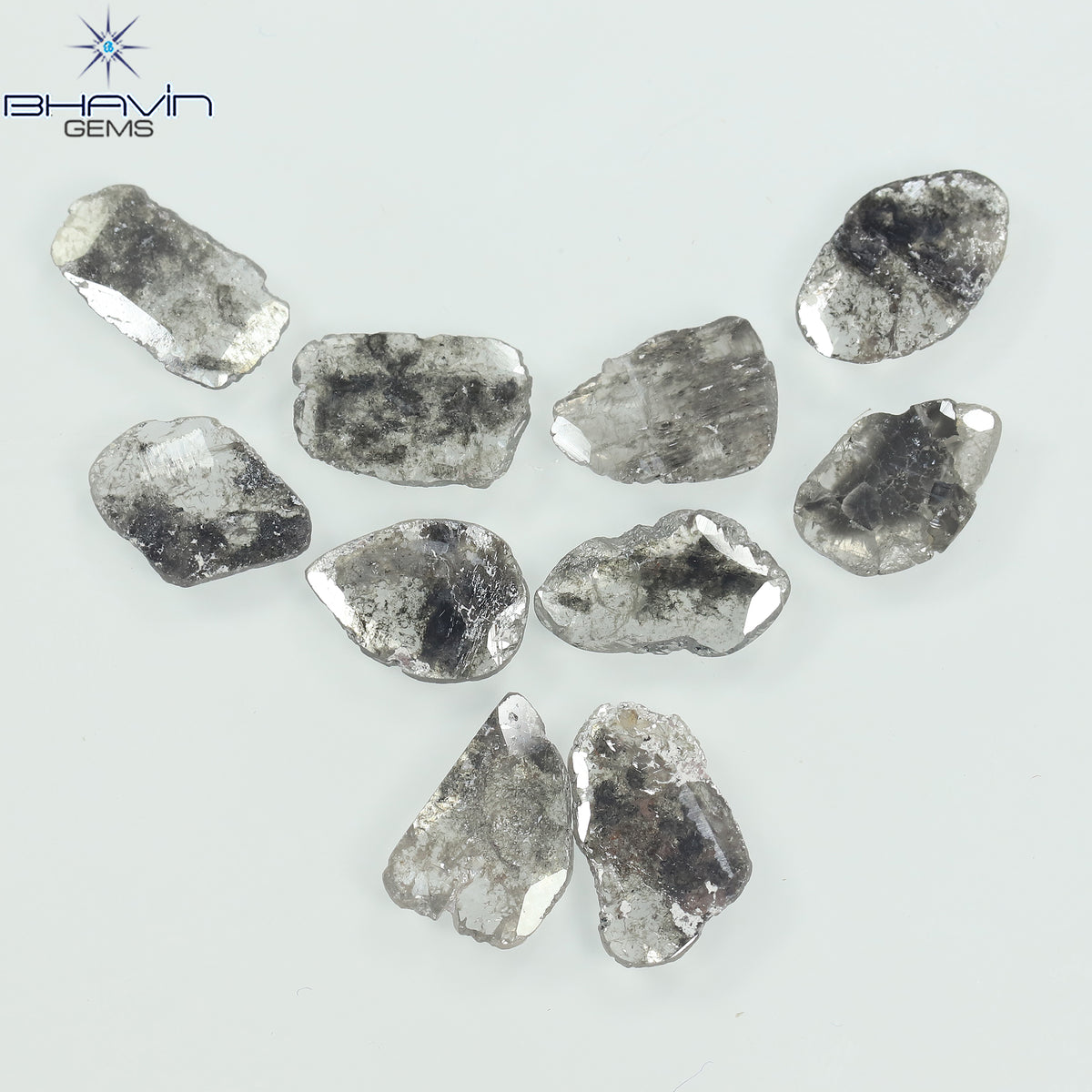 5.60 CT/10 個スライス ダイヤモンド ソルト アンド ペッパー カラー クラリティ I3 (10.17 MM)