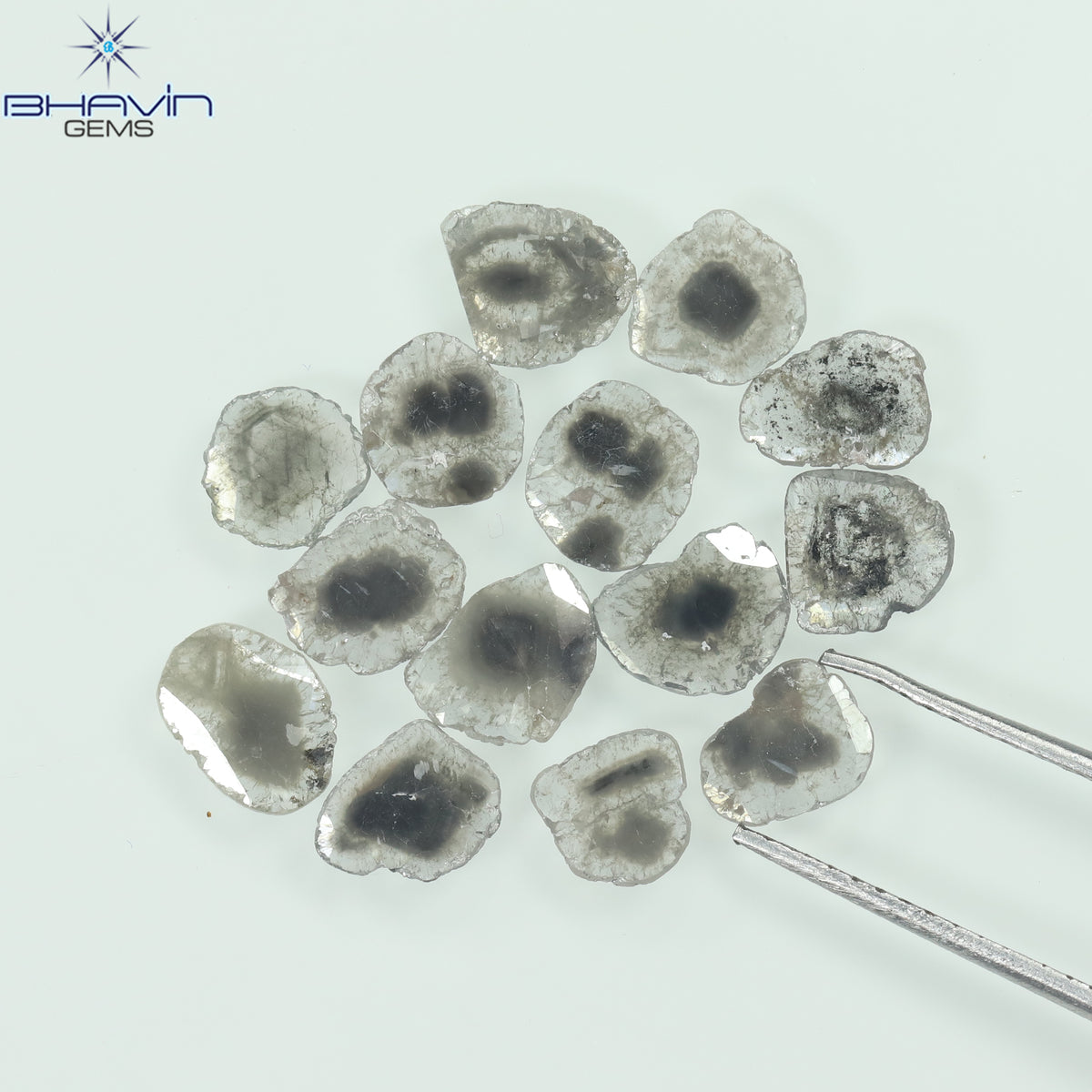 3.16 CT (14 Pcs) Slice Natural Diamond Salt And Pepper Color Clarity I3 (6.68 MM)