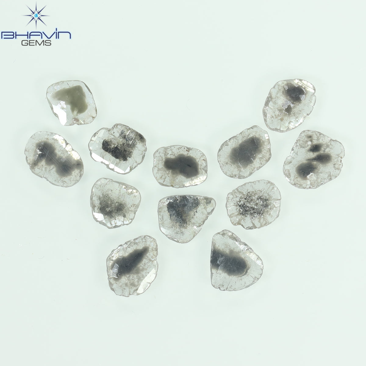 3.23 CT (12 Pcs) Slice Natural Diamond Salt And Pepper Color Clarity I3 (7.17 MM)