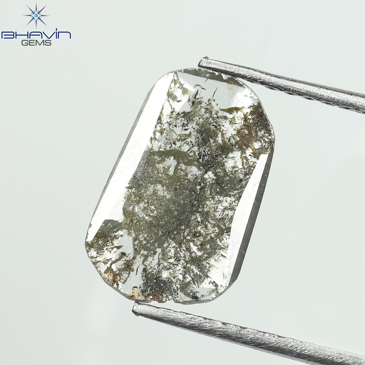 0.74 CT スライス シェイプ ナチュラル ダイヤモンド ソルト アンド ペッパー カラー I3 クラリティ (11.23 MM)