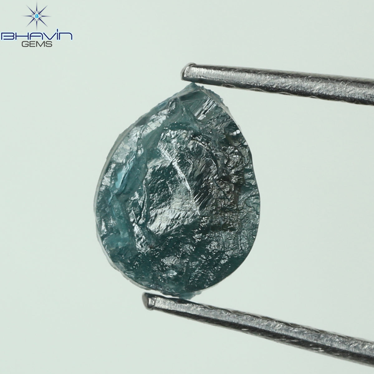 0.69 CT Natural Pear Rough Diamond Enhanced Blue Color Clarity I3 (6.60 MM)