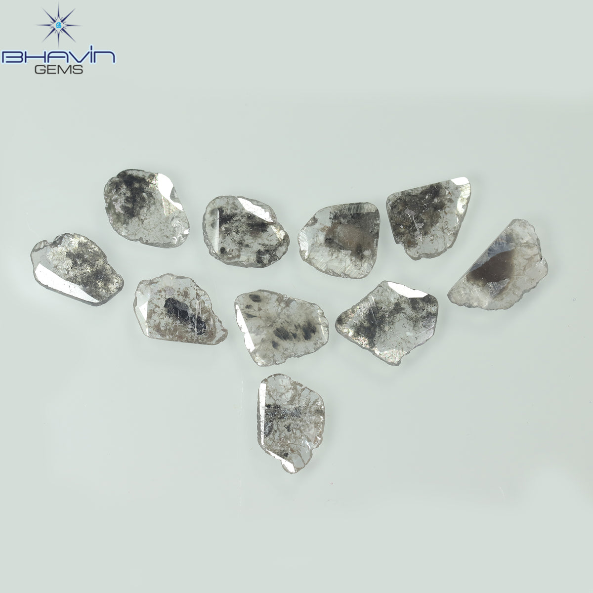 3.64 CT (10 Pcs) Slice Natural Diamond Salt And Pepper Color Clarity I3 (9.10 MM)