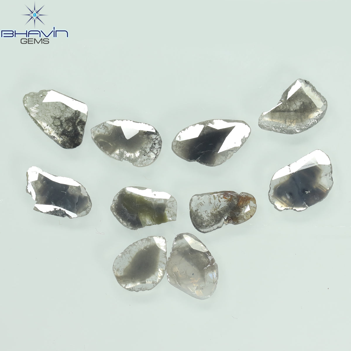 3.94 CT スライス ダイヤモンド ソルト アンド ペッパー カラー クラリティ I3 (9.64 MM)