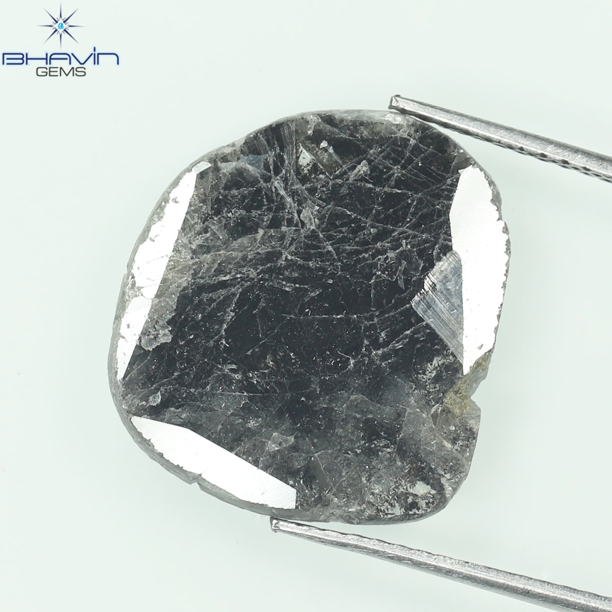 5.27 CT スライス シェイプ ナチュラル ダイヤモンド ソルト アンド ペッパー カラー I3 クラリティ (16.50 MM)