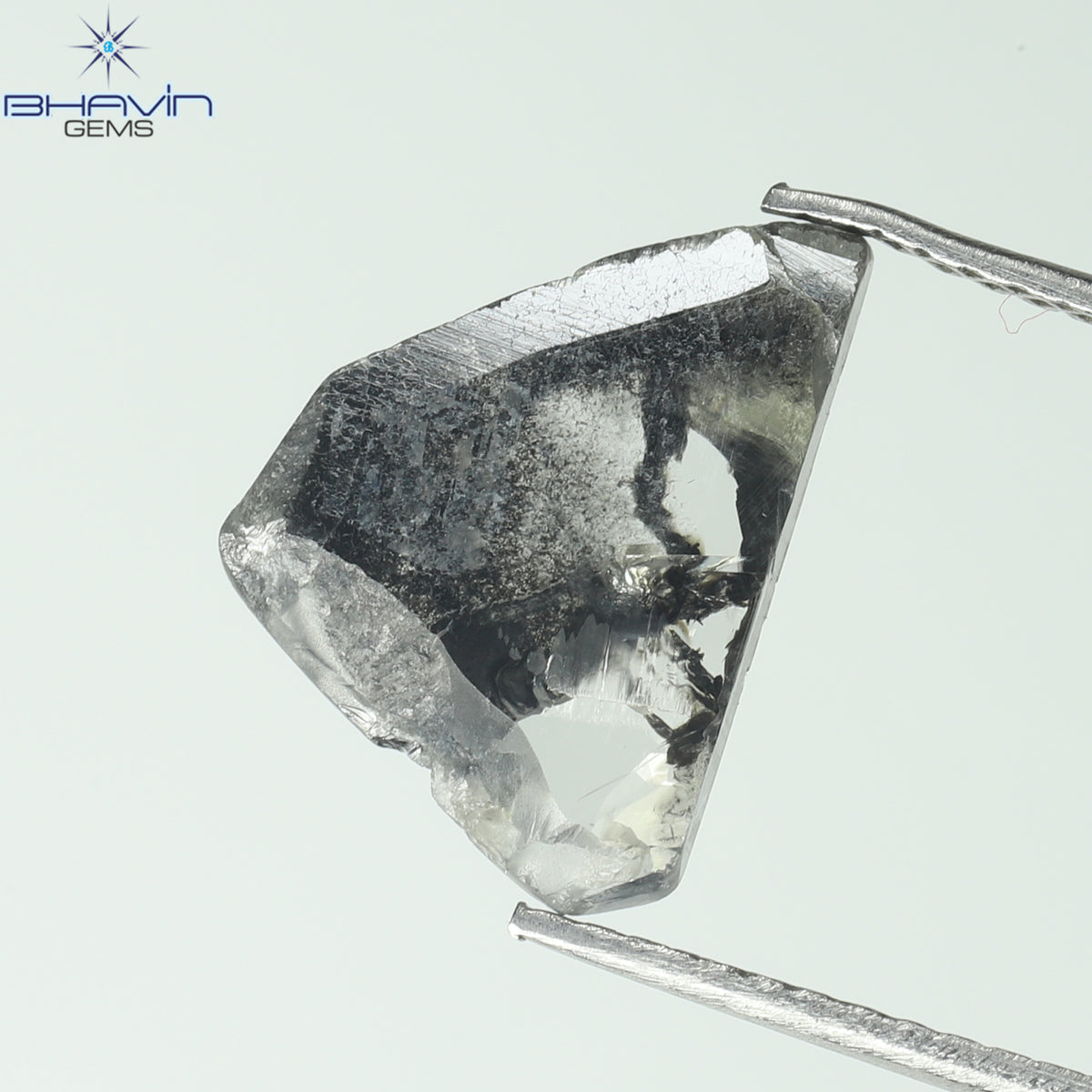 2.08 CT スライス シェイプ ナチュラル ダイヤモンド ソルト アンド ペッパー カラー I3 クラリティ (12.60 MM)