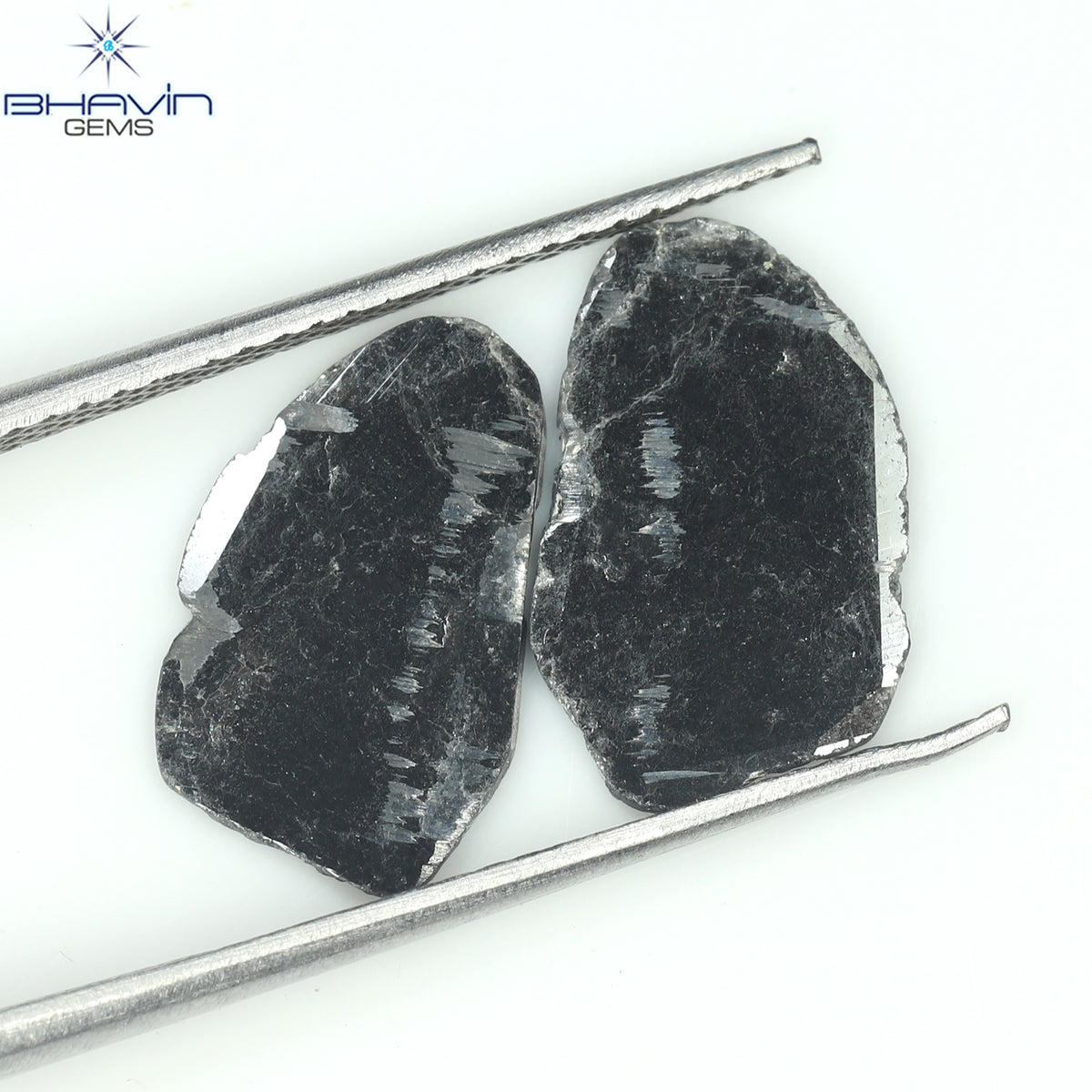 2.54 CT/2 ピース スライス シェイプ ナチュラル ダイヤモンド ブラック カラー I3 クラリティ (13.15 MM)