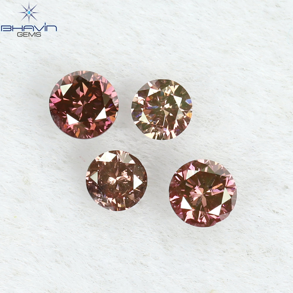 0.15 CT/4 Pcs Round Shape Natural Loose Diamond Pink Color VS-SI Clarity (0.15 MM)