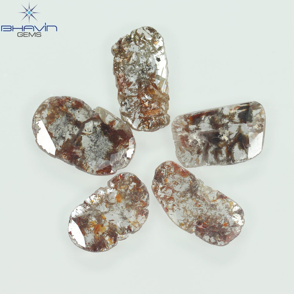 3.57 CT/5 Pcs Slice Shape Natural Loose Diamond Brown Color I3 Clarity (11.59 MM)