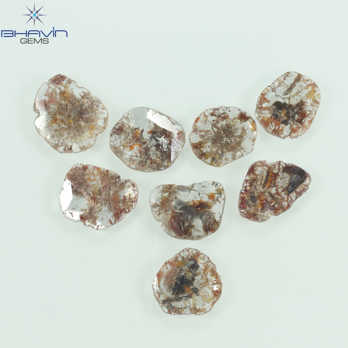 5.25 CT/8 ピース スライス シェイプ ナチュラル ルース ダイヤモンド ブラウン カラー I3 クラリティ (10.06 MM)