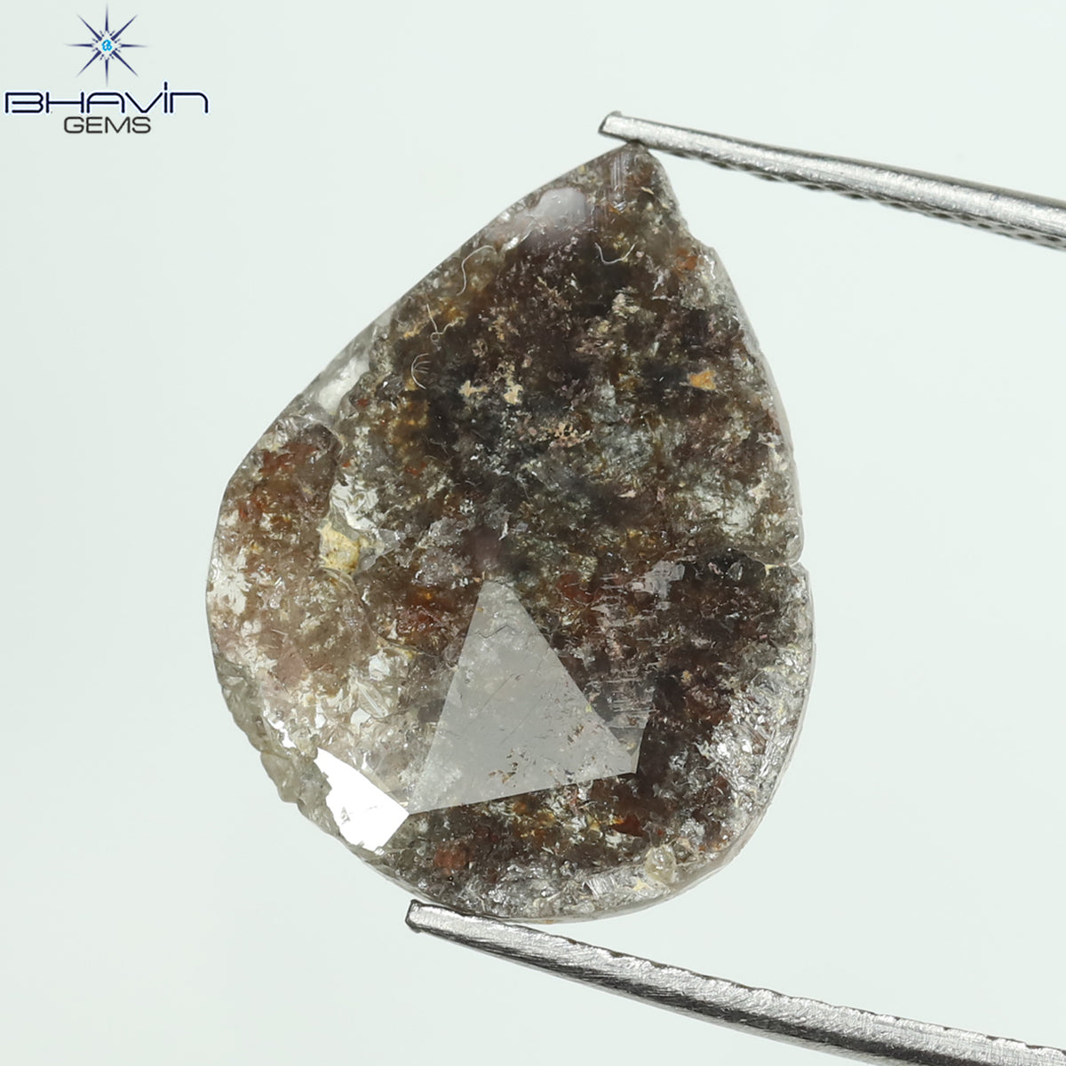 3.36 CT ペア スライス シェイプ ナチュラル ダイヤモンド ソルト アンド ペッパー カラー I3 クラリティ (15.82 MM)