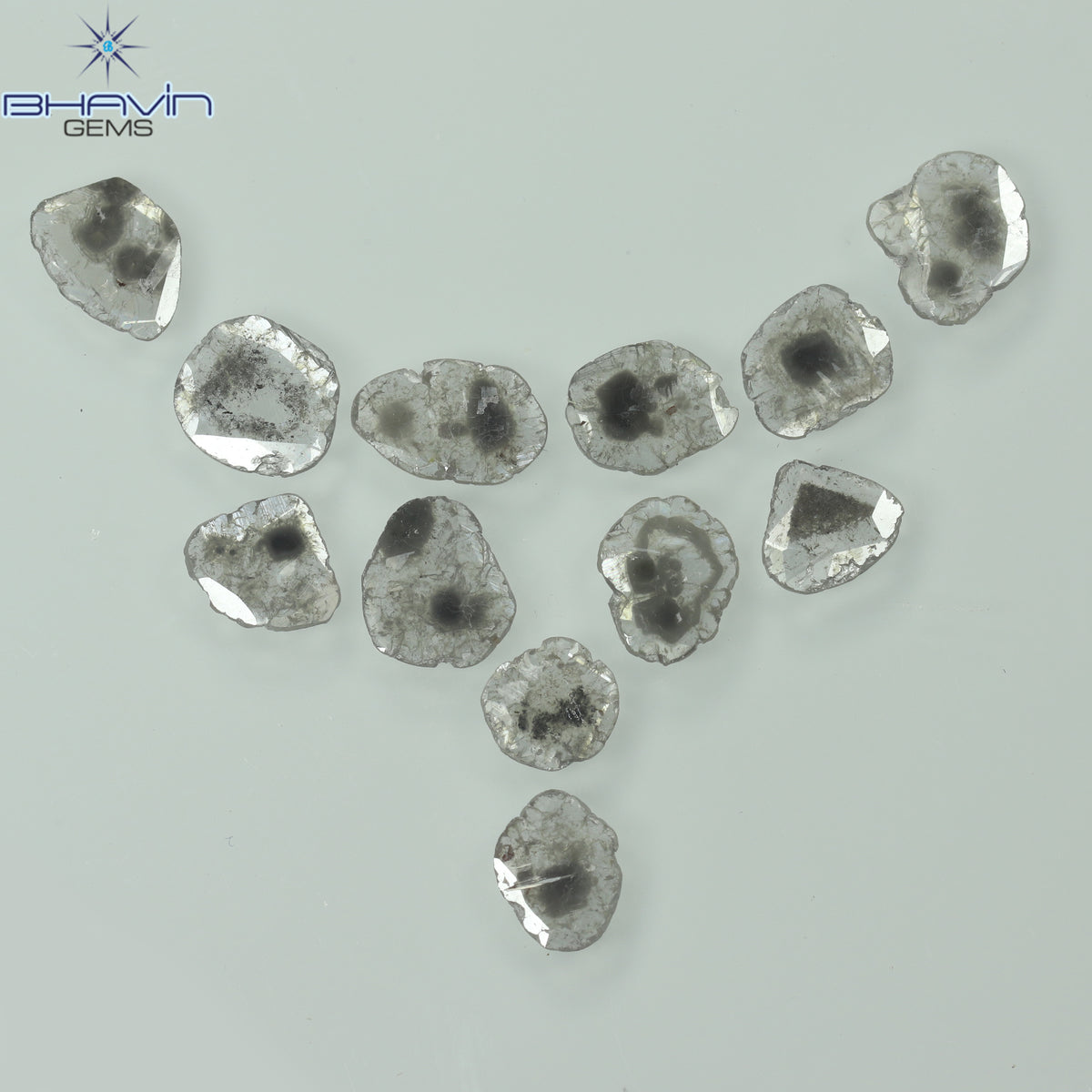 2.46 CT (12 Pcs) Slice Natural Diamond Salt And Pepper Color Clarity I3 (7.09 MM)