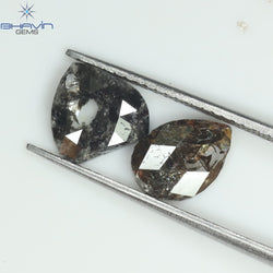 2.54 CT (2 個) ペアシェイプ ナチュラル ダイヤモンド ブラウン カラー I3 クラリティ (8.78 MM)