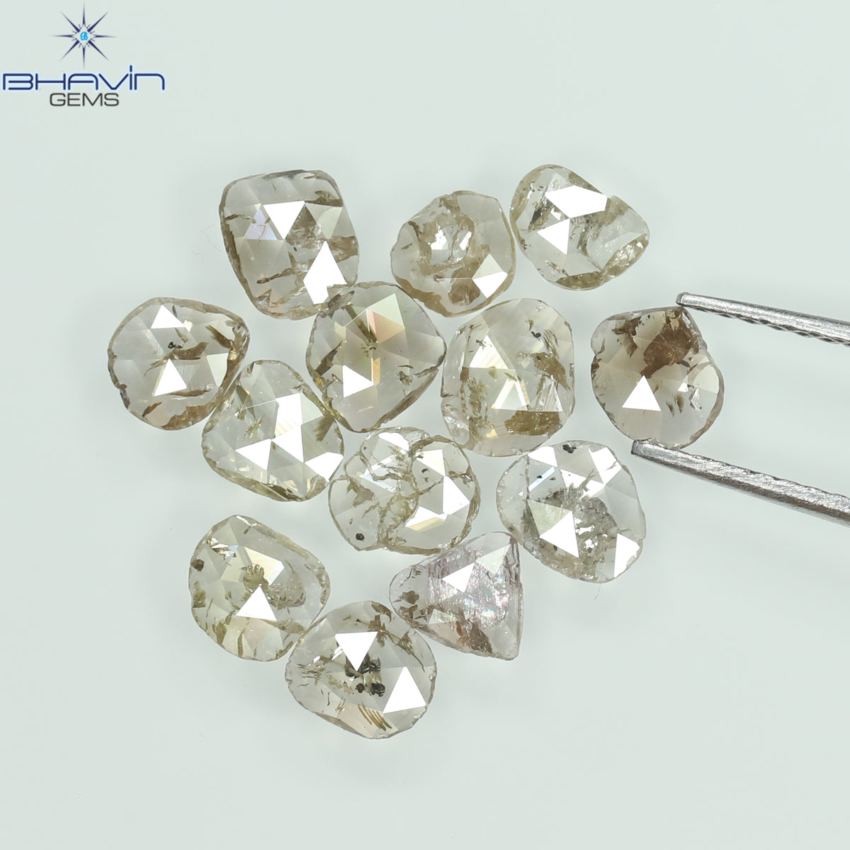 3.00 CT (13 個) ポルキ ローズカット シェイプ ナチュラル ダイヤモンド ブラウン カラー I2 クラリティ (5.57 MM)