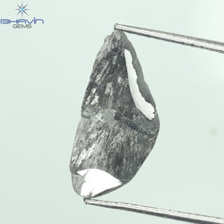 1.57 CT スライス シェイプ ナチュラル ダイヤモンド ソルト アンド ペッパー カラー I3 クラリティ (13.40 MM)