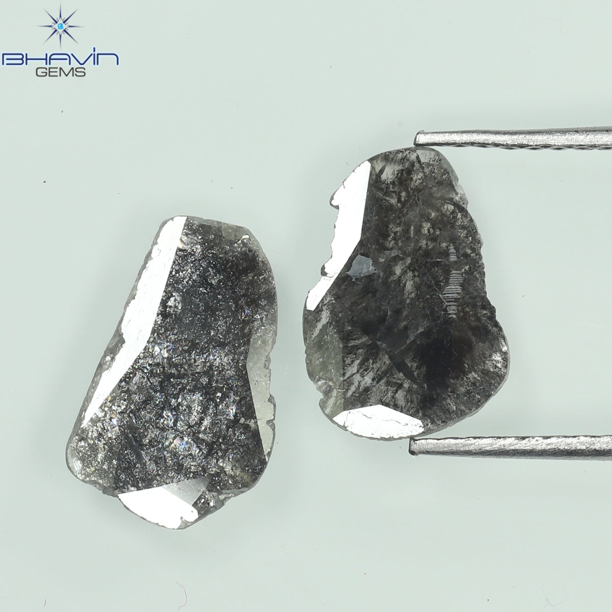 1.60 CT スライス形状 天然ダイヤモンド ソルト アンド ペッパー カラー I3 クラリティ (11.19 MM)