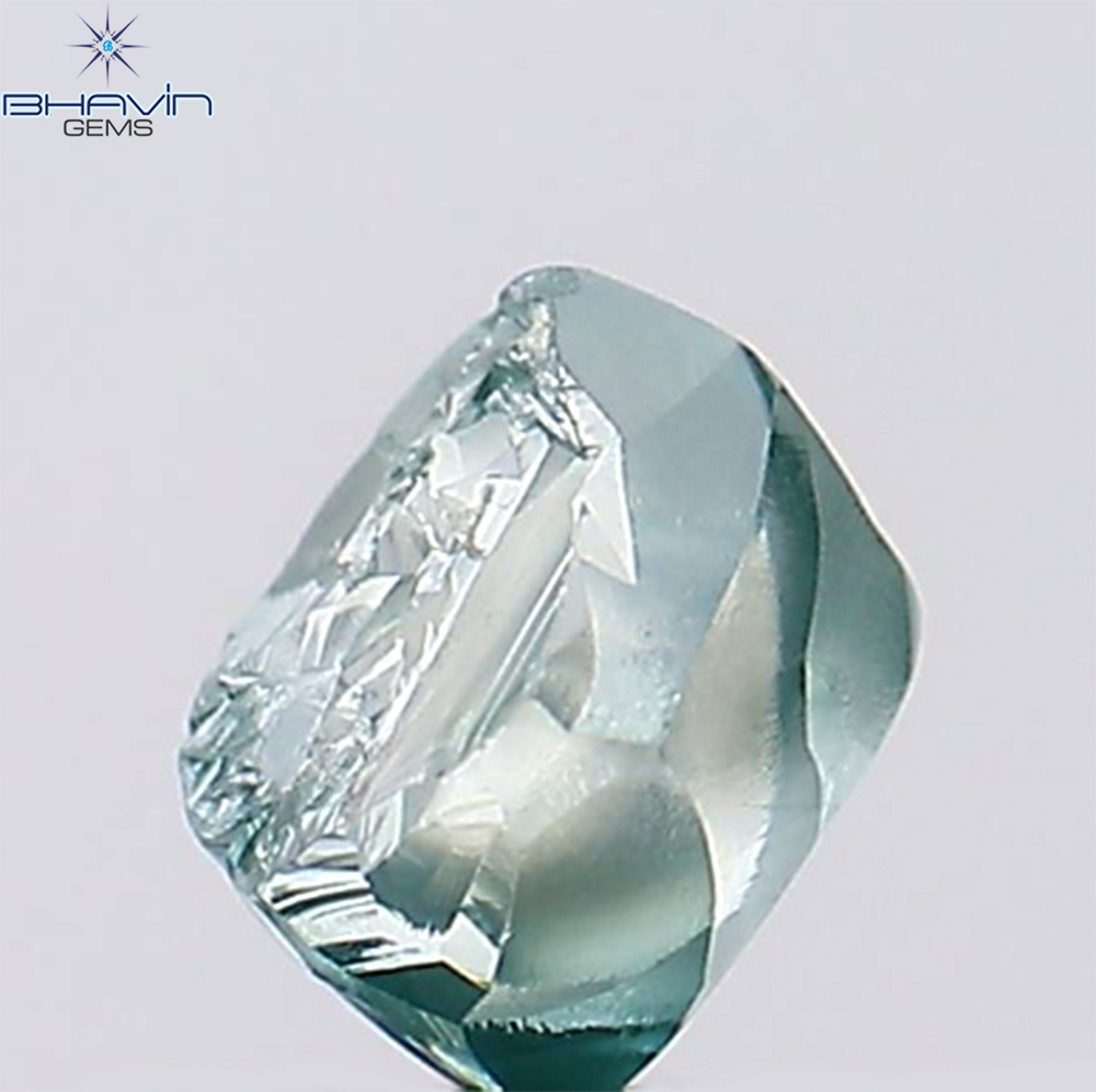 0.57 CT Rough Natural Diamond Enhanced Greenish Blue Color Clarity VS2 (4.54 MM)
