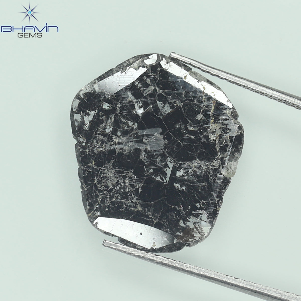3.79 CT Natural Slice Diamond Salt And Pepper Color Clarity I3 (17.00 MM)