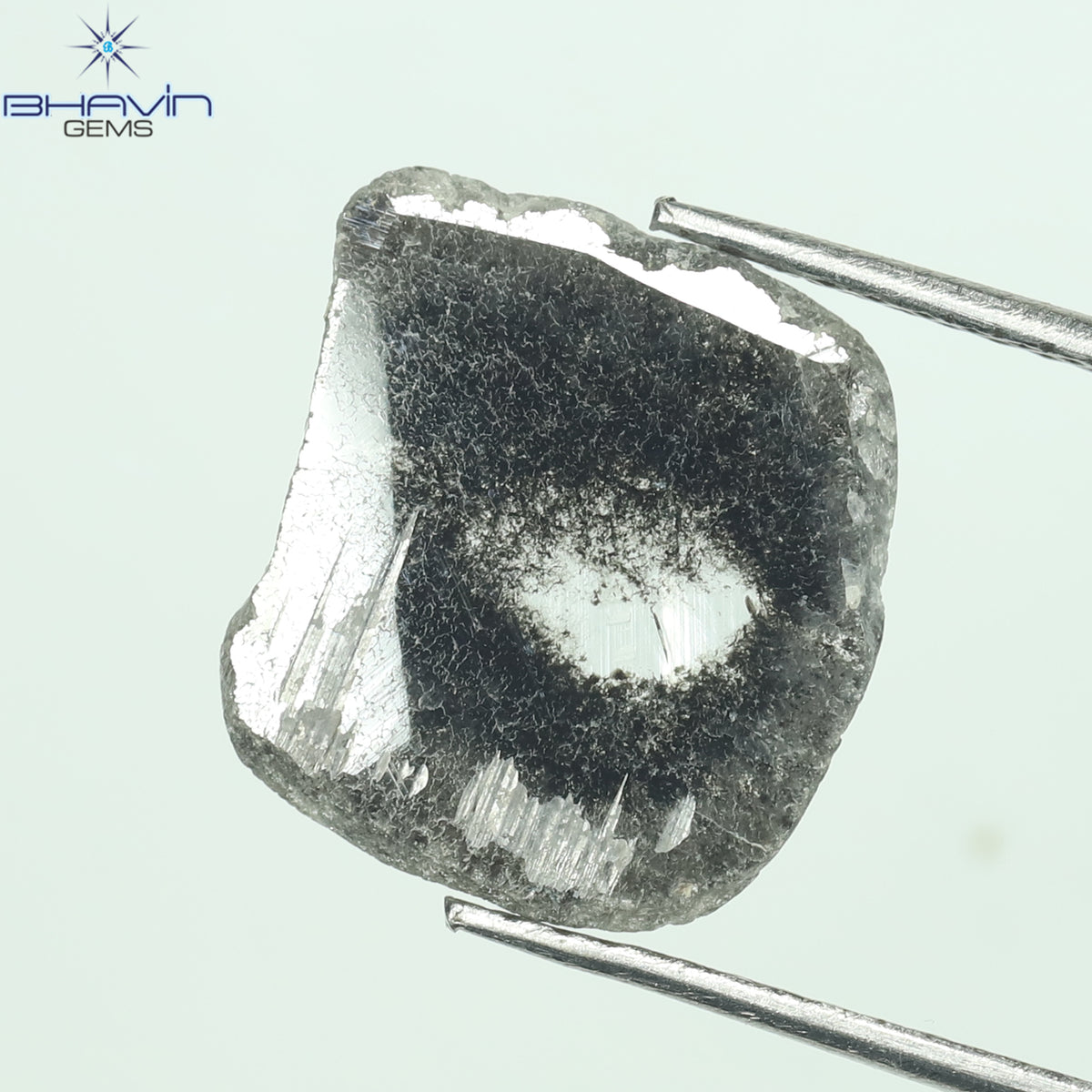 2.24 CT Slice Natural Diamond Salt And Pepper Color Clarity I3 (12.15 MM)
