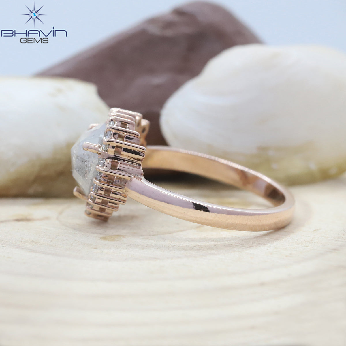 Gold Ring, Heart Diamond, Salt And Papper Diamond, Natural Diamond Ring, Engagement Ring, Wedding Ring, Diamond Ring