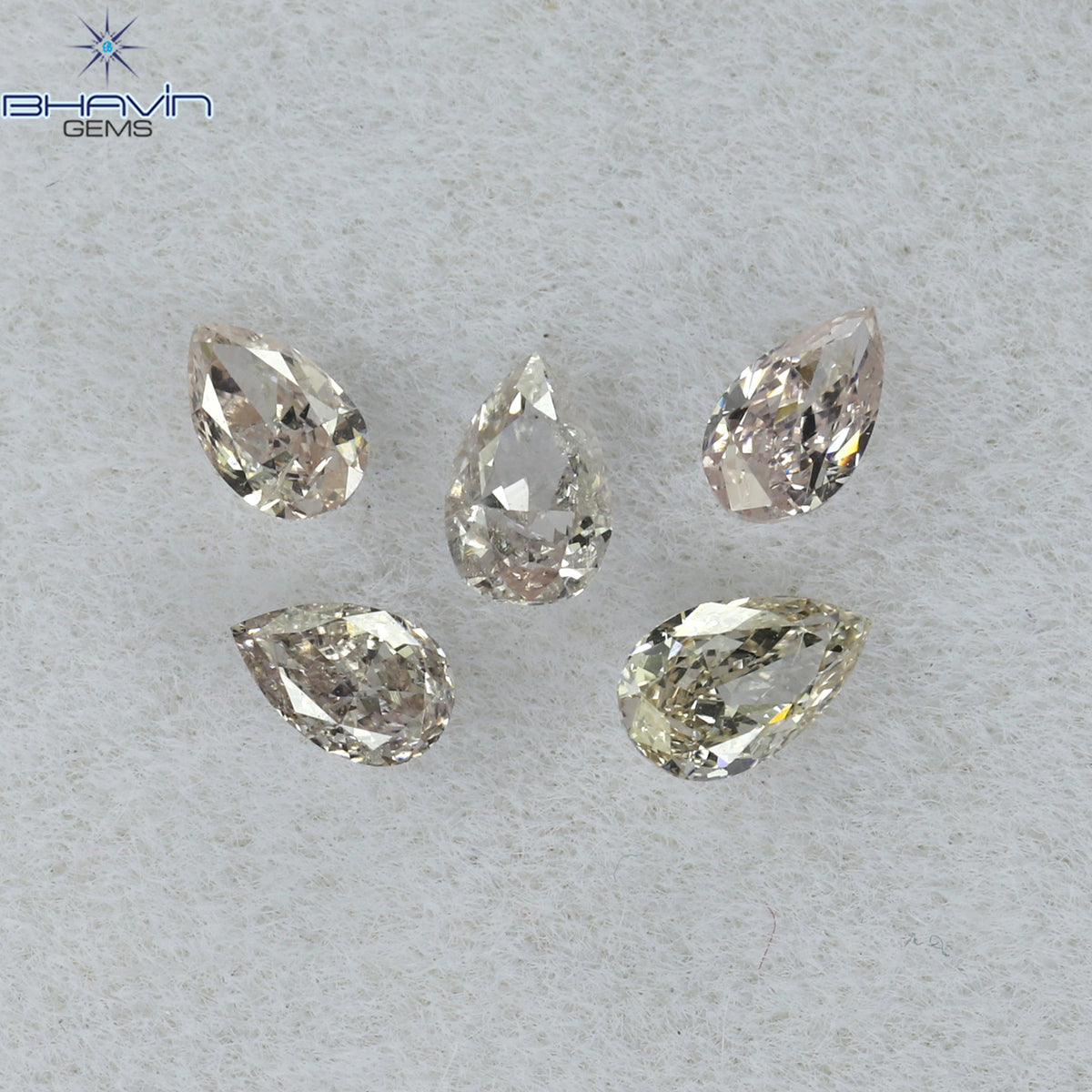 0.61 CT/6 ピース ペアシェイプ ナチュラル ダイヤモンド ミックス カラー VS2 クラリティ (3.97 MM)