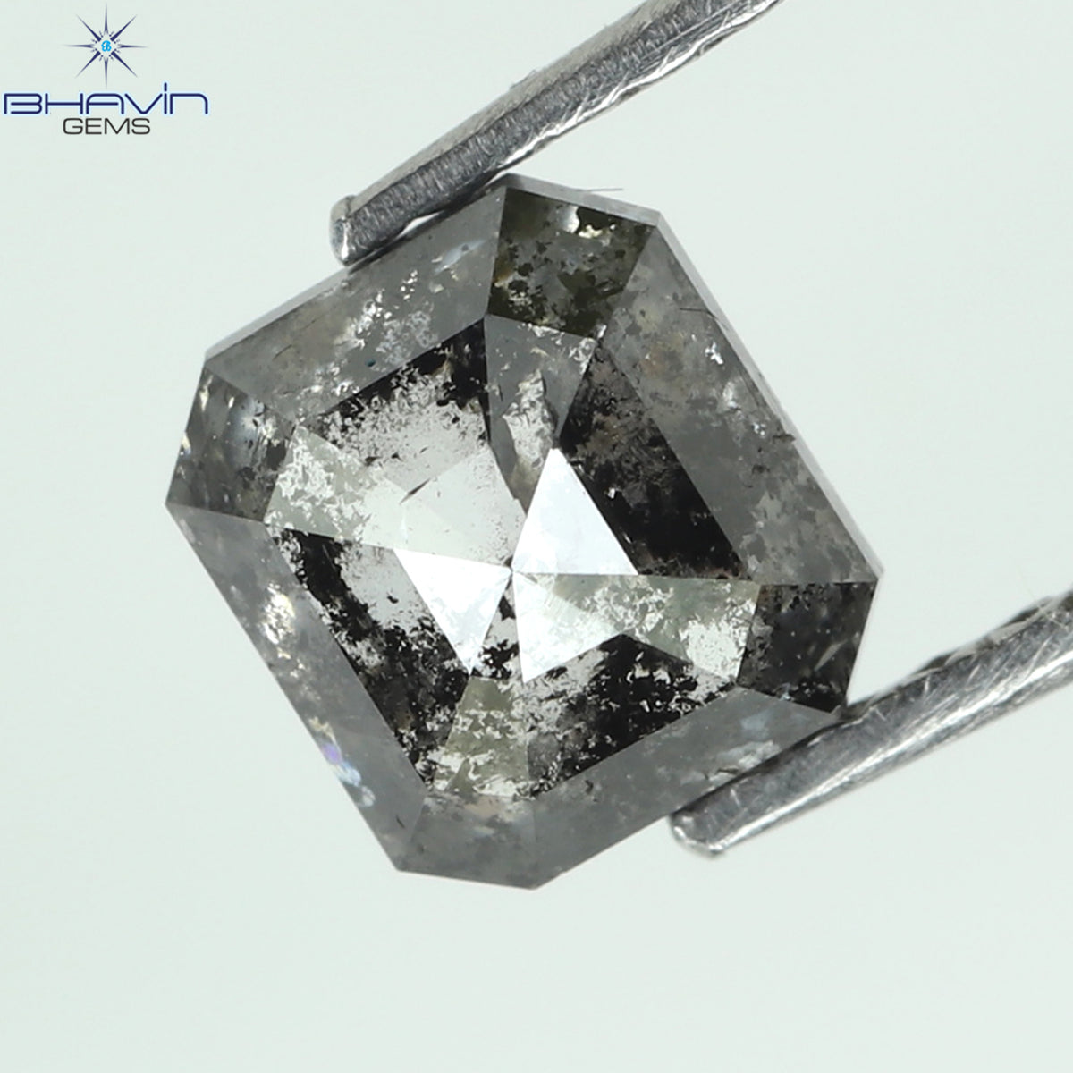 1.00 CT アッシャー シェイプ ナチュラル ダイヤモンド ソルト アンド ペッパー カラー I3 クラリティ (5.72 MM)