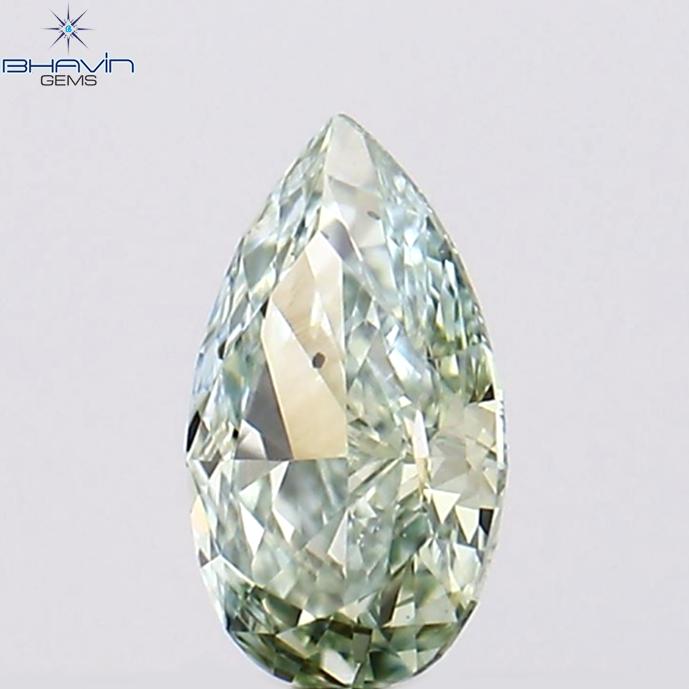0.15 CT Natural Pear Diamond Enhanced Bluish Green Color Clarity VS2 (4.58 MM)