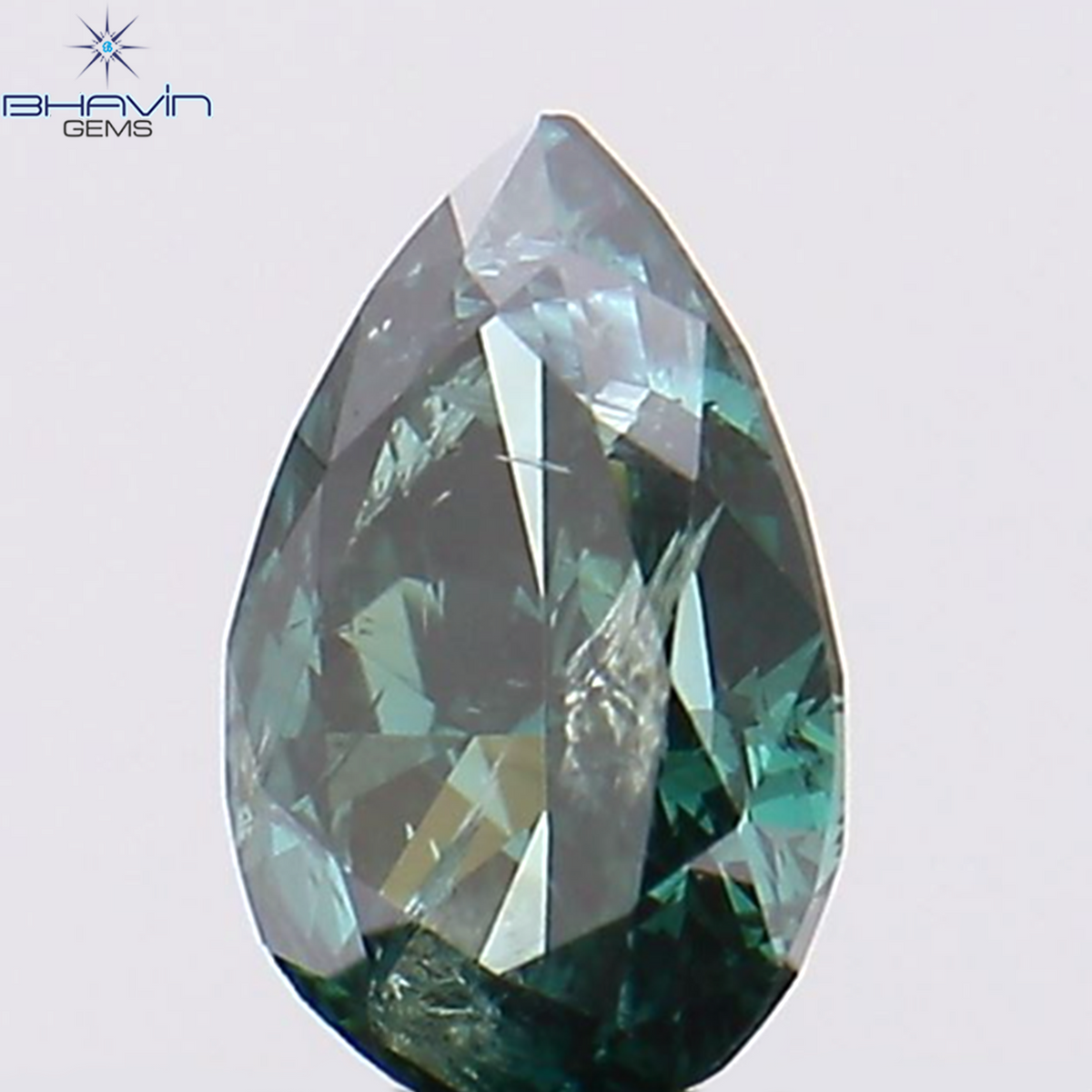 0.24 CT ペアシェイプ ナチュラル ダイヤモンド グリーン カラー I1 クラリティ (4.92 MM)
