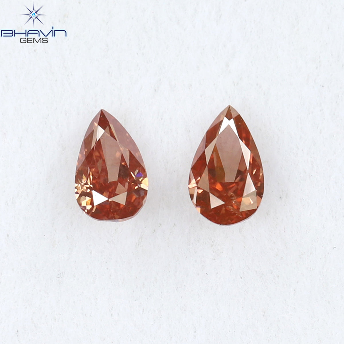 0.17 CT/2 Pcs Natural Pear Diamond Enhanced Pink Color Clarity SI1 (3.85 MM)