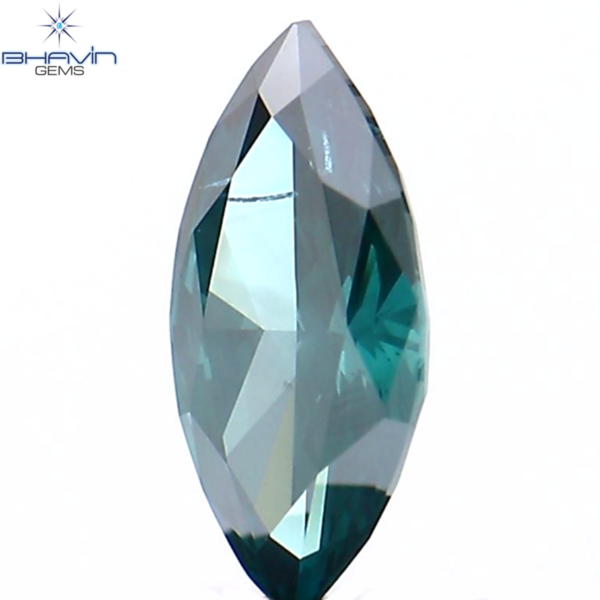 0.11 CT マーキス シェイプ ナチュラル ダイヤモンド グリーンがかったブルー カラー VVS1 クラリティ (4.91 MM)