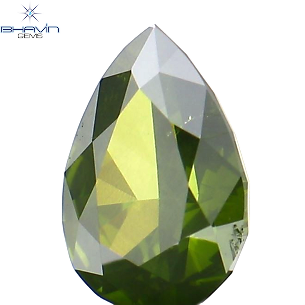 0.31 CT Pear Shape Natural Diamond Enhanced Green Color VS2 Clarity (5.24 MM)