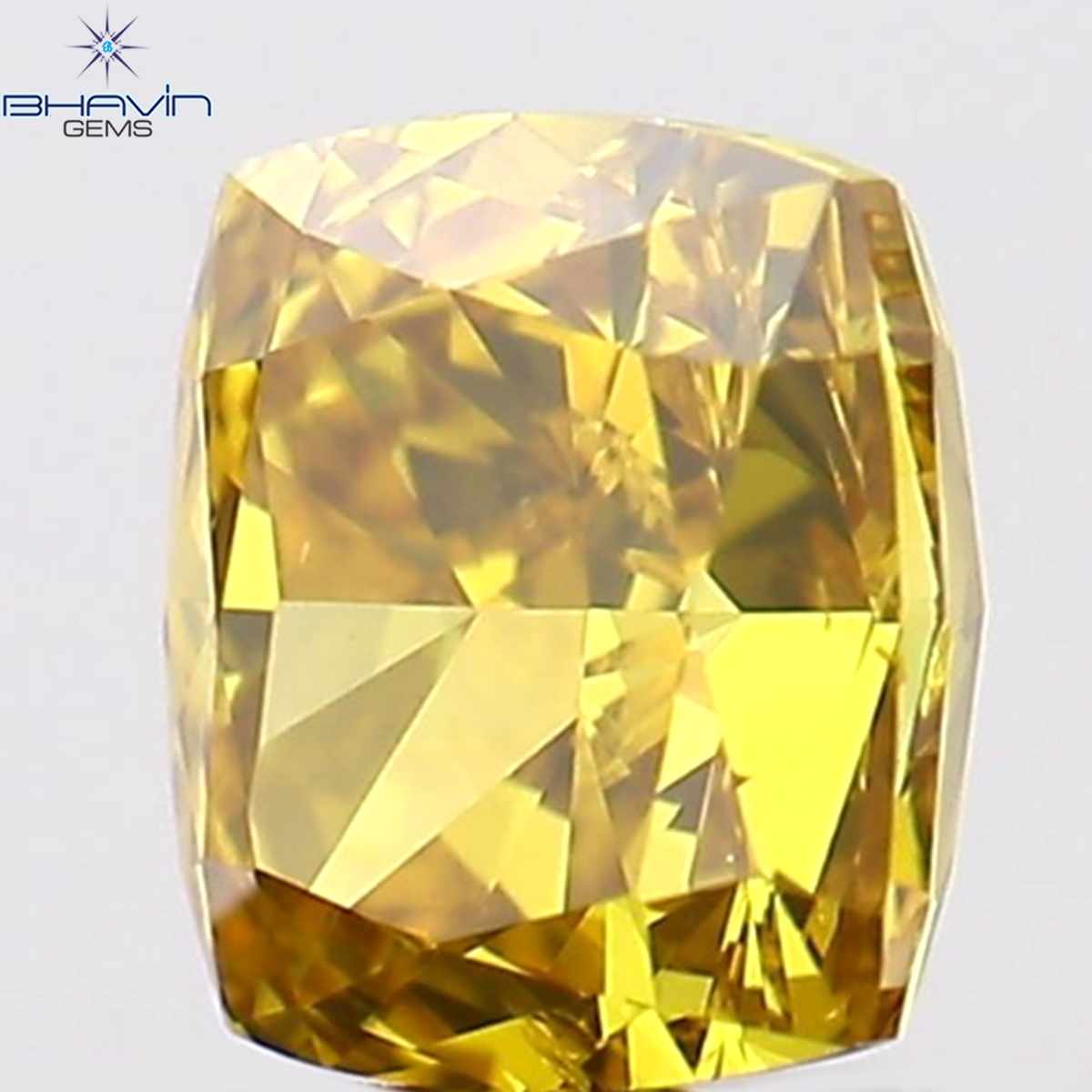 0.30 CT Natural Cushion Diamond Enhanced Orange Yellow Color Clarity SI1 (3.84 MM)
