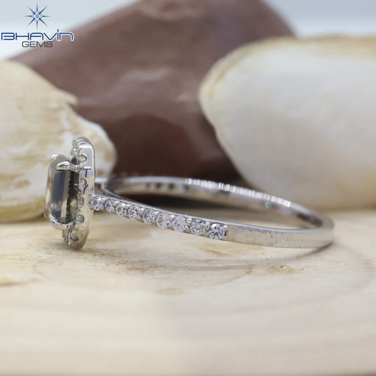 Emerald Diamond, Grey Diamond, Natural Diamond Ring, Engagement Ring