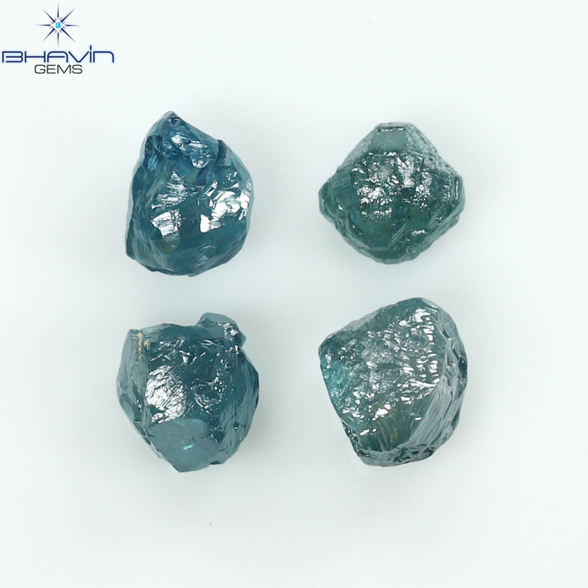 1.83 CT/4 Pcs Natural Rough Diamond Enhanced Blue Color Clarity I3 (4.46 MM)