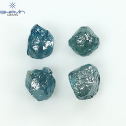 1.83 CT/4 ピース ラフシェイプ エンハンスト ブルー カラー ナチュラル ダイヤモンド I3 クラリティ (4.46 MM)