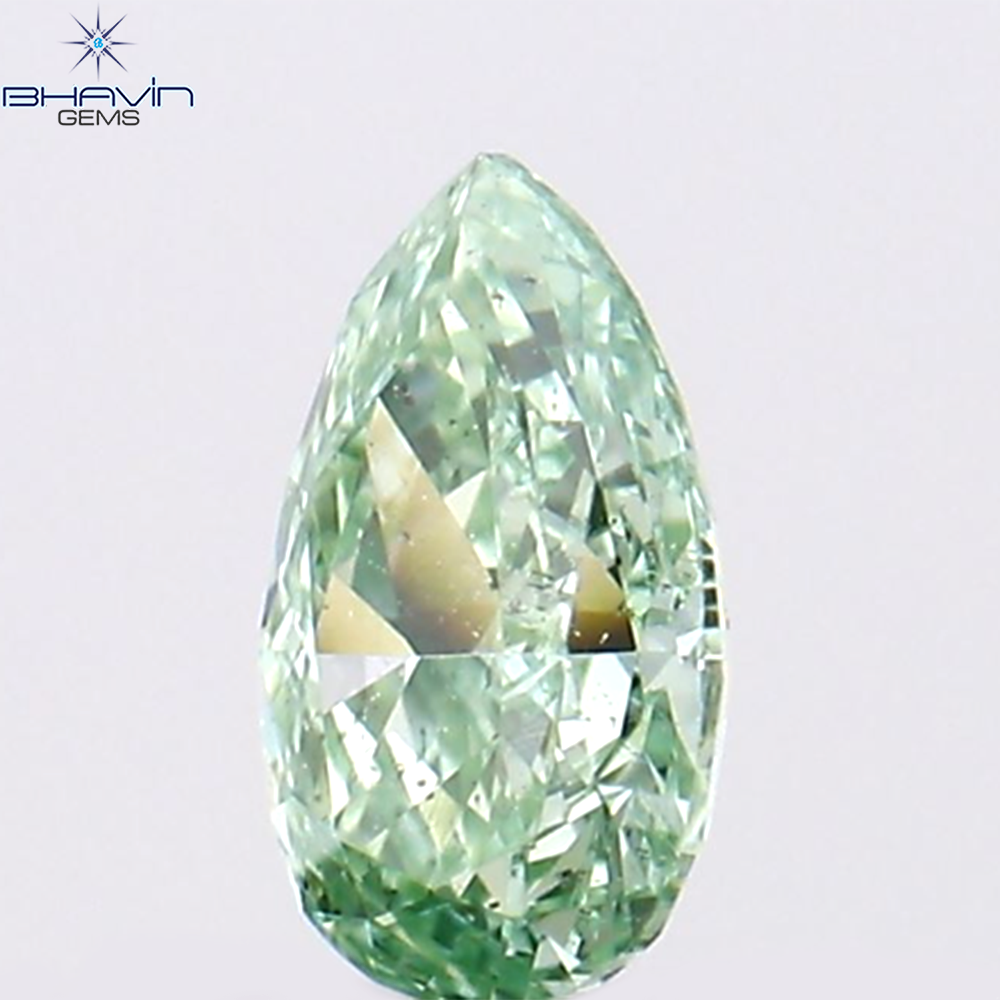0.15 CT Natural Pear Diamond Enhanced Bluish Green Color Clarity VS2 (4.22 MM)