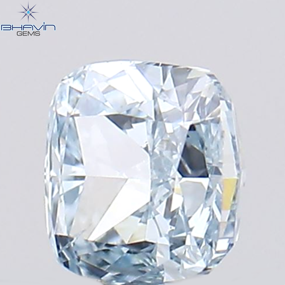 0.23 CT クッション シェイプ 天然ダイヤモンド グリーンがかったブルー カラー VS2 クラリティ (3.30 MM)