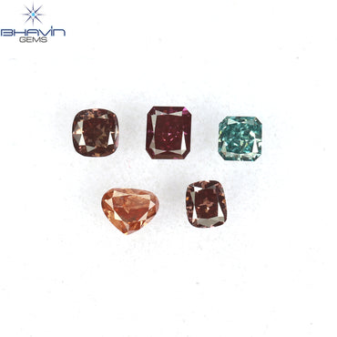 0.28 CT/5 ピース ミックス シェイプ ナチュラル ダイヤモンド ピンク色 SI2 クラリティ (2.40 MM)