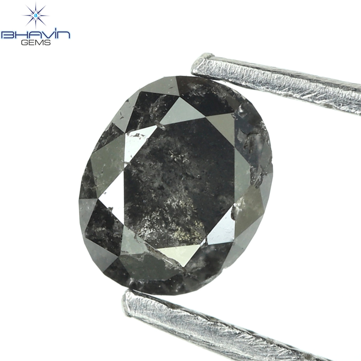 0.45 CT オーバルシェイプ ナチュラル ダイヤモンド ソルト アンド パッパー カラー I3 クラリティ (4.83 MM)