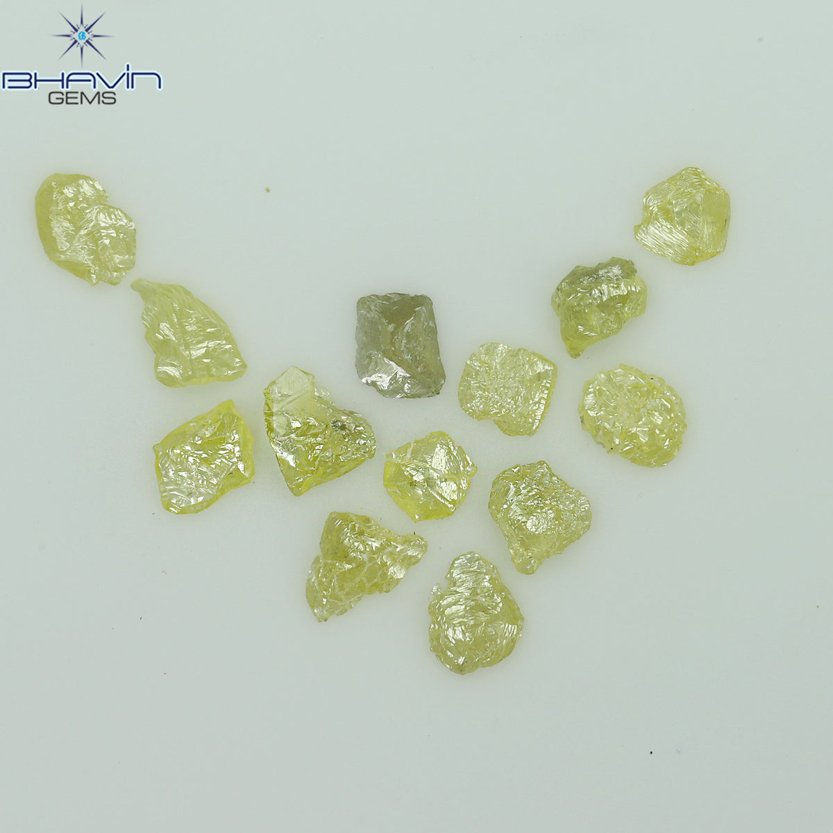 0.60 CT/13 ピース ラフシェイプ エンハンスト イエロー カラー ナチュラル ダイヤモンド I3 クラリティ (3.40 MM)