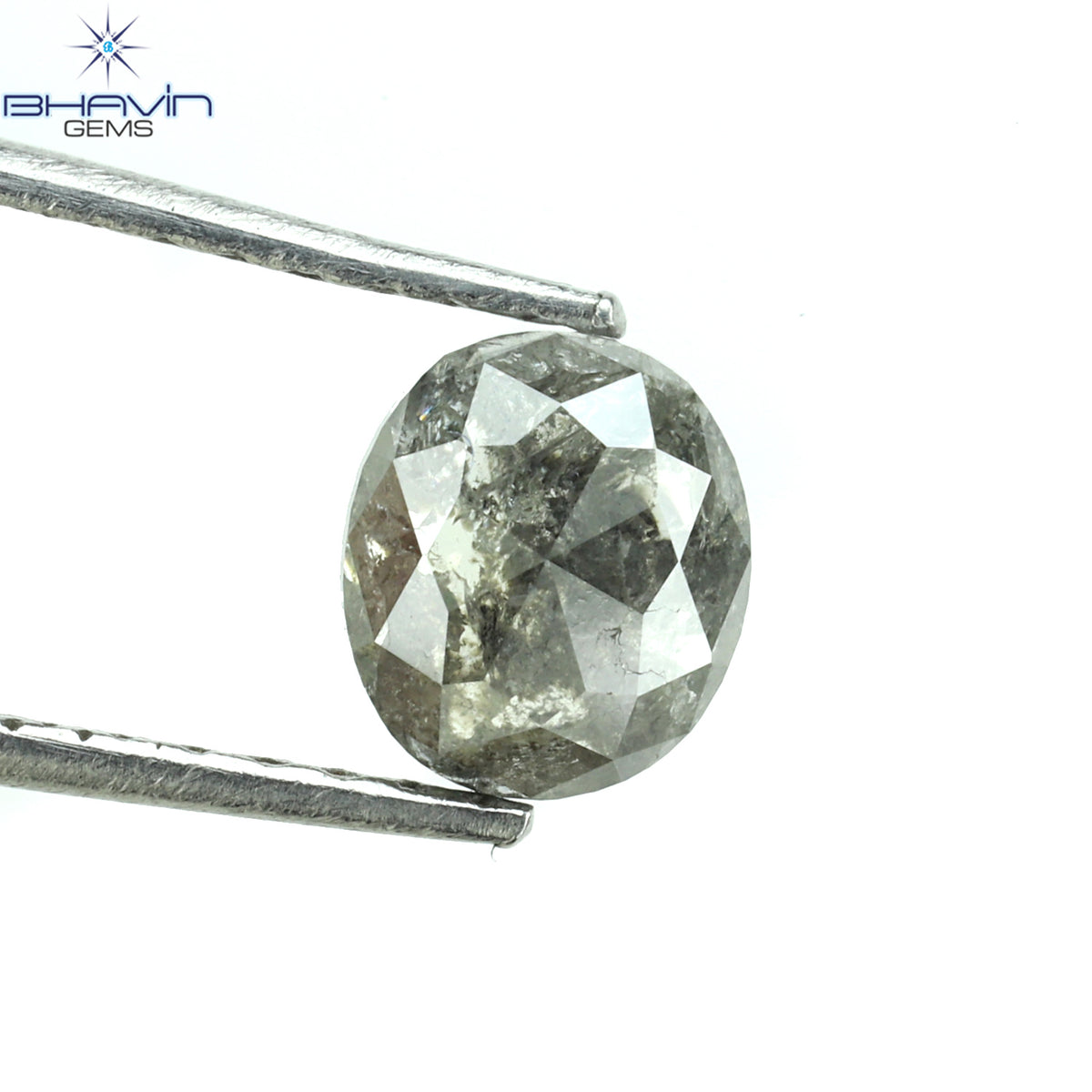 0.71 CT Natural Oval Diamond Salt and Pepper Color Clarity I3 (5.75 MM)
