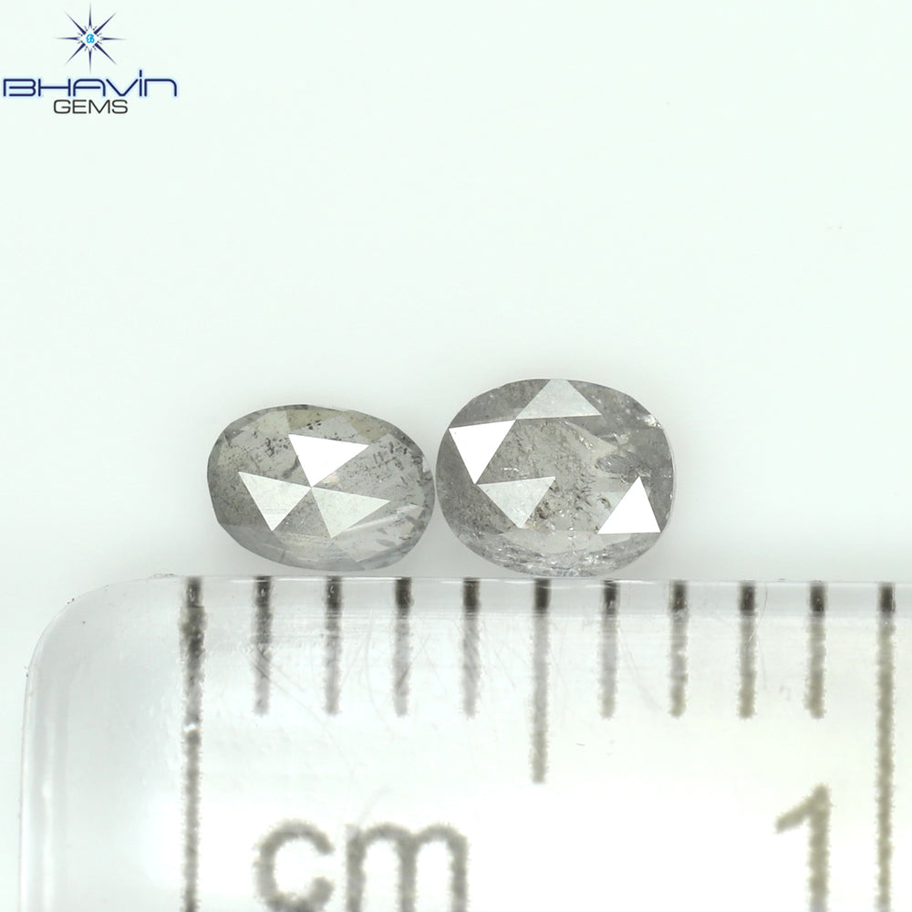 0.20 CT/2 ピース オーバル シェイプ ナチュラル ダイヤモンド ソルト アンド パッパー カラー I3 クラリティ (3.46 MM)