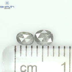 0.20 CT/2 ピース オーバル シェイプ ナチュラル ダイヤモンド ソルト アンド パッパー カラー I3 クラリティ (3.46 MM)