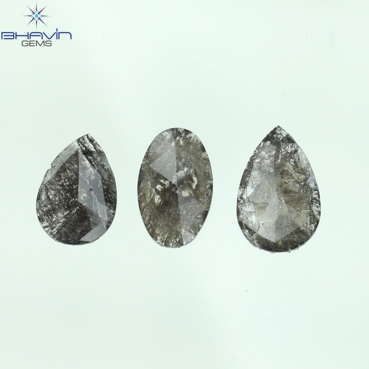 1.54 CT/3 Pcs Natural Mix Slice Diamond Salt And Pepper Color Clarity I3 (9.82 MM)