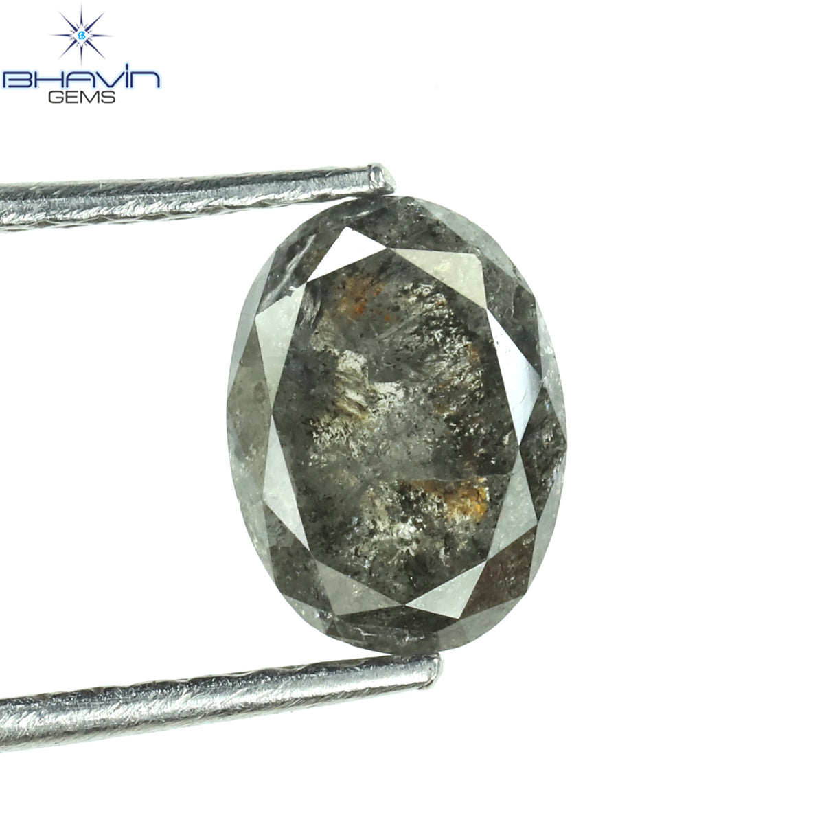 0.36 CT オーバルシェイプ ナチュラル ダイヤモンド ソルト アンド パッパー カラー I3 クラリティ (4.66 MM)